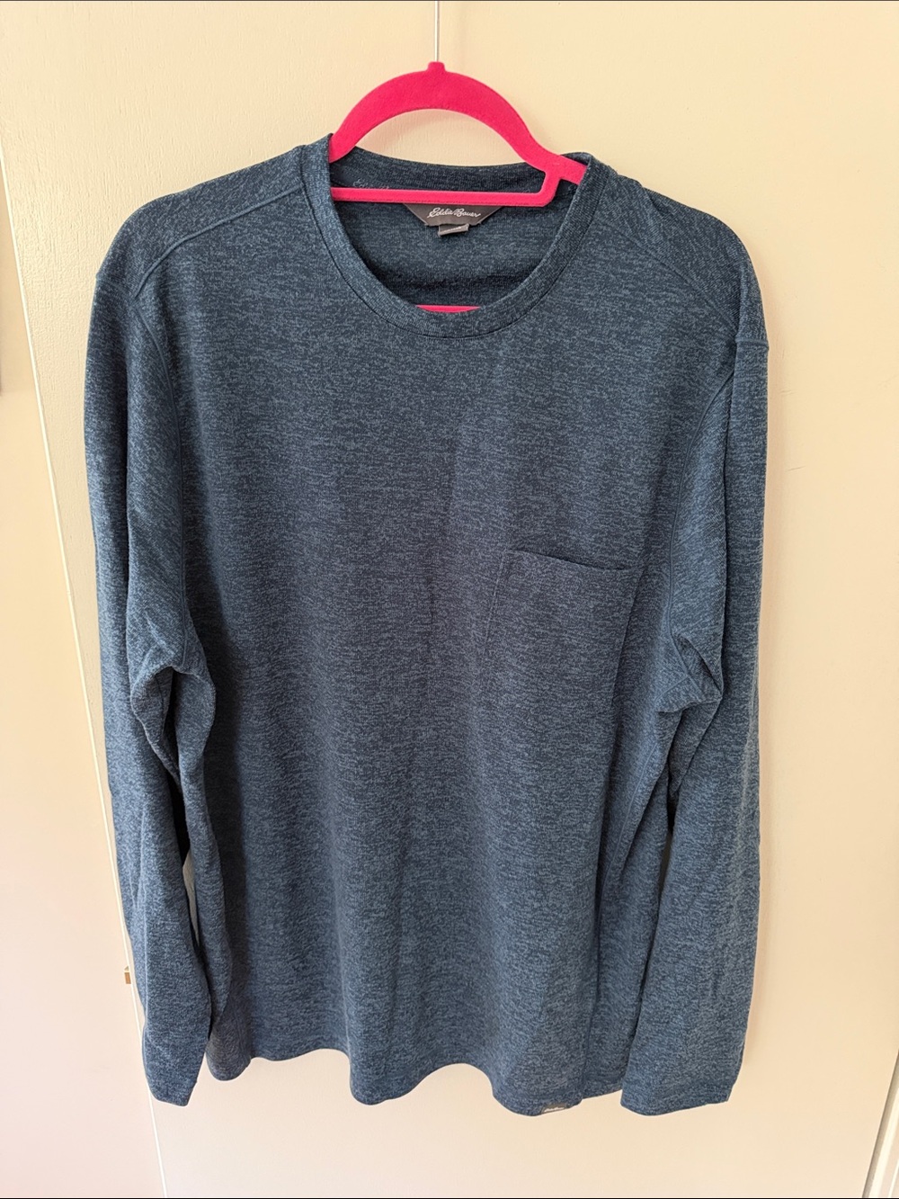 Eddie Bauer Long Sleeve Crewneck Pocket Tee - Heathered Navy